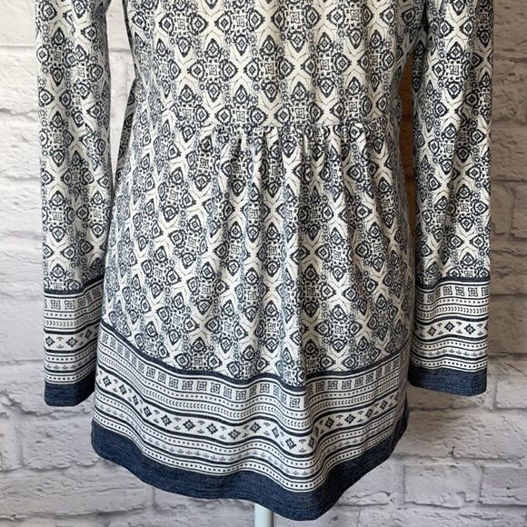 DALIA Blue & White Pattern Open-Front Cardigan, Size Small - Picture 7 of 10